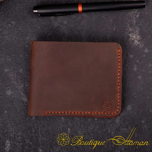 Genuine Leather Brown Bifold Wallet