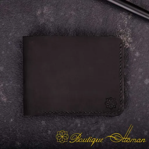 Genuine Leather Black Bifold Wallet