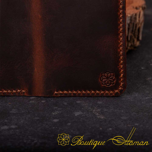 Genuine Leather Brown Double Side Card Holder