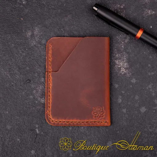 Mini Genuine Leather Camel Card Holder