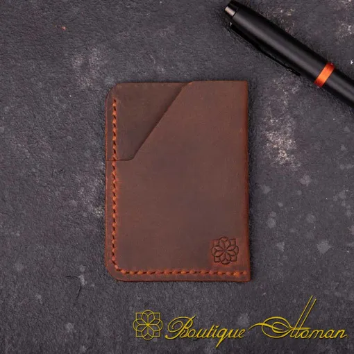 Mini Genuine Leather Brown Card Holder