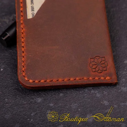 Mini Genuine Leather Camel Card Holder