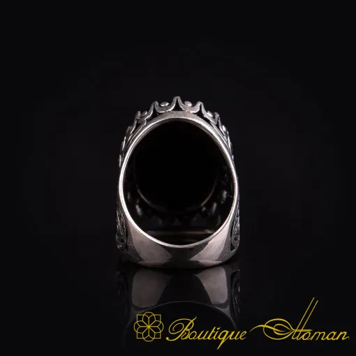 Big Size Black Zircon Oval Silver Classic Ring