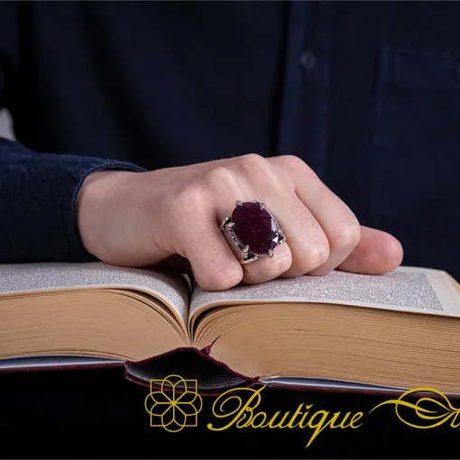One of a Kind Raw Ruby Silver Ring No:1