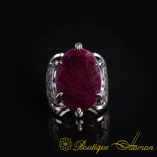 One of a Kind Raw Ruby Silver Ring No:1