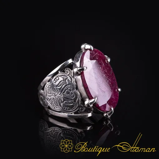 One of a Kind Raw Ruby Silver Ring No:1