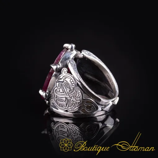 One of a Kind Raw Ruby Silver Ring No:1