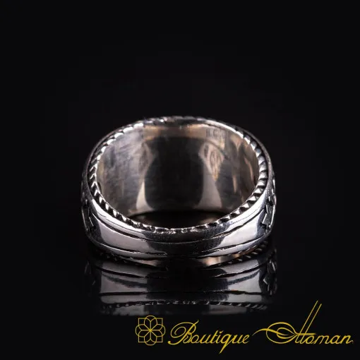 Zulfikar Sword Ice Blue Carbon Silver Ring