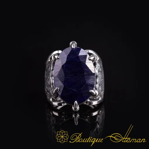 One of a Kind Raw Sapphire Silver Ring No:1