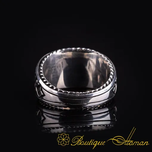Zulfikar Sword Green Carbon Silver Ring