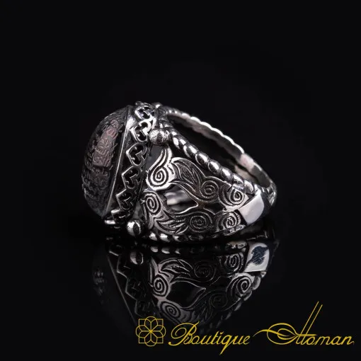 Traditional Durr-A-Najaf Silver Ring with Ayat Al Kursi