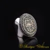 Ayat Al Qursi Green Aqeeq Plain Band Silver Ring
