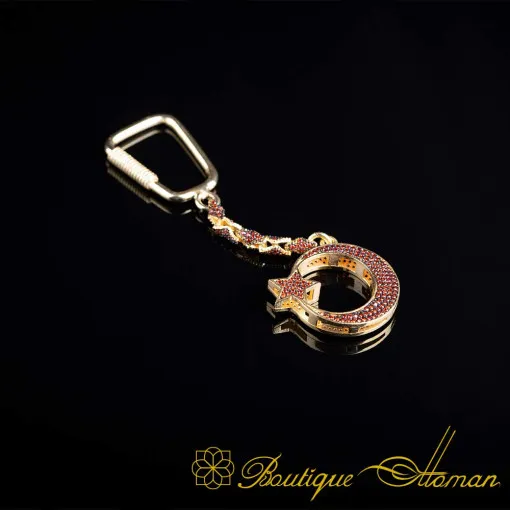 Crescent Star Special Gold Plated Silver Keychain No:2