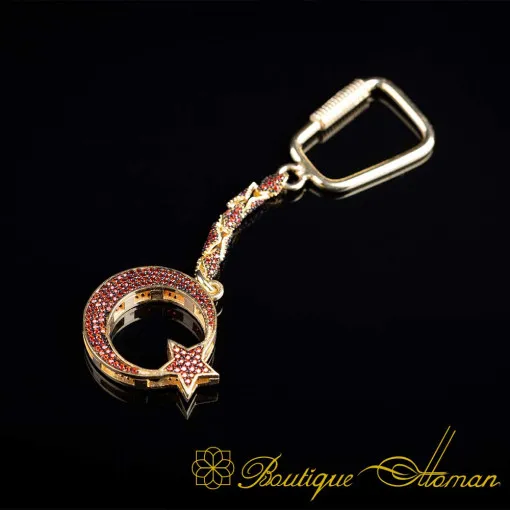 Crescent Star Special Gold Plated Silver Keychain No:2
