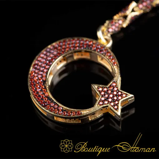 Crescent Star Special Gold Plated Silver Keychain No:2