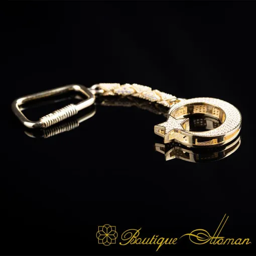 Crescent Star Special Gold Plated Silver Keychain No:1