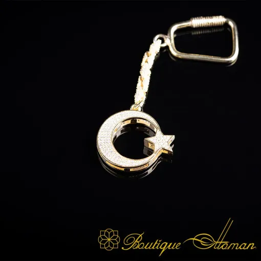 Crescent Star Special Gold Plated Silver Keychain No:1