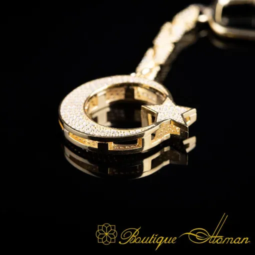 Crescent Star Special Gold Plated Silver Keychain No:1
