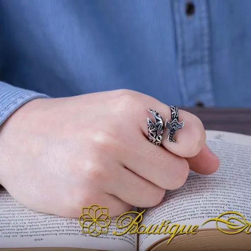 Zulfikar Sword Silver Adjustable Ring For Men