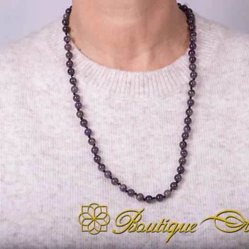 Amethyst Beaded Adjustable Unisex Necklace