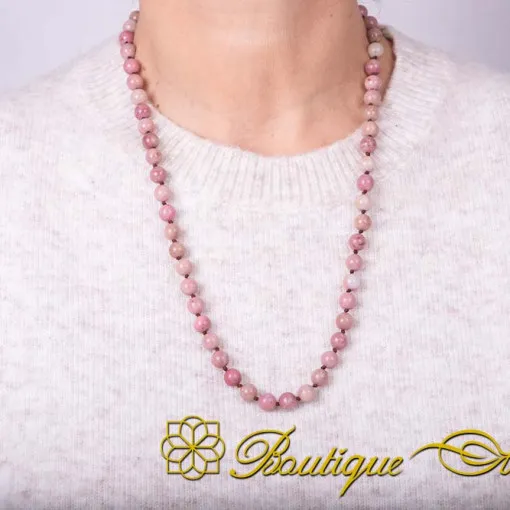 Rhodonite Beaded Adjustable Unisex Necklace