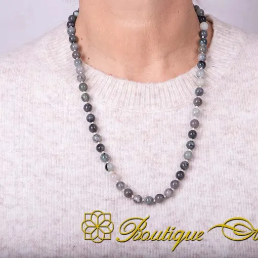 Moss Agate Beaded Adjustable Unisex Necklace