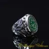 Ya Baqi al-Baqiyah Green Aqeeq Ring