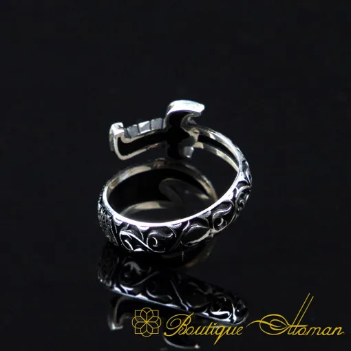 Zulfikar Sword Islamic Silver Adjustable Ring For Men