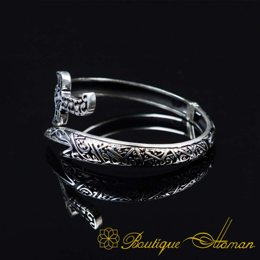 Sword Islamic Adjustable Silver Cuff Bracelet No:2