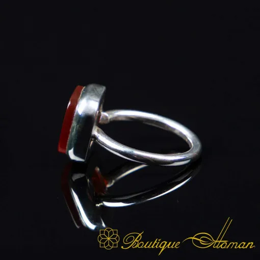 Red Yemeni Aqeeq Square Minimalist Women Ring