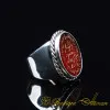 Surah Al Fatiha Red Yemeni Aqeeq Plain Band Pinky Finger Silver Ring