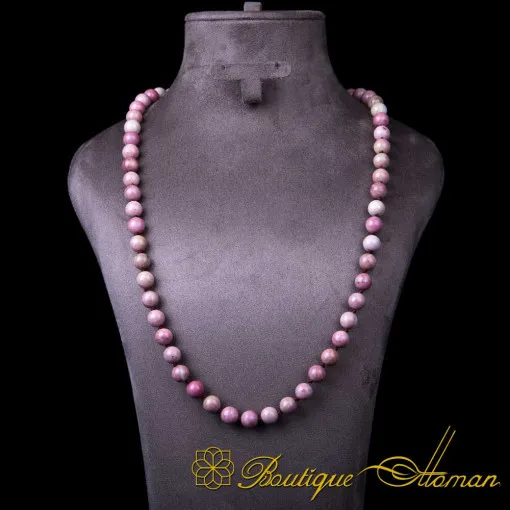 Rhodonite Beaded Adjustable Unisex Necklace