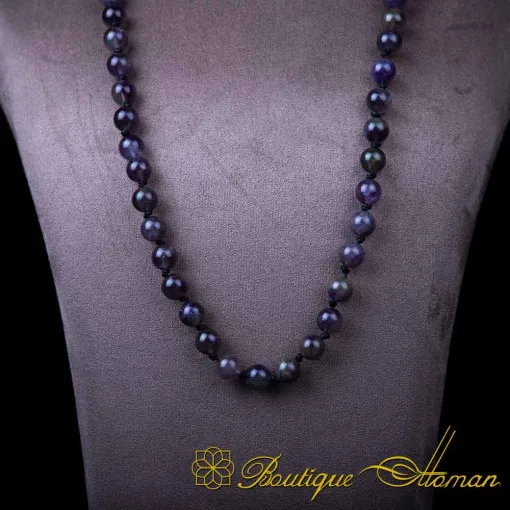 Amethyst Beaded Adjustable Unisex Necklace