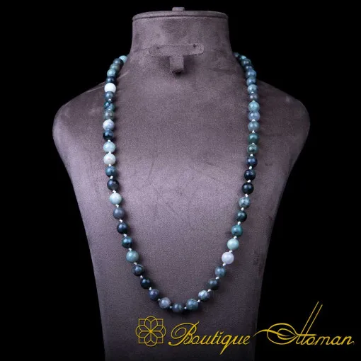Moss Agate Beaded Adjustable Unisex Necklace
