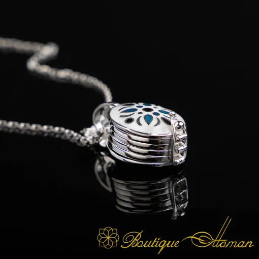 Blossom Motif Seven Blessed Verses Silver Necklace