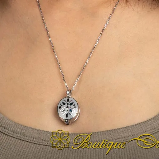 Blossom Motif Seven Blessed Verses Silver Necklace