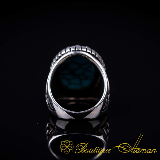 Turquoise Feroza Modern Oval Silver Ring