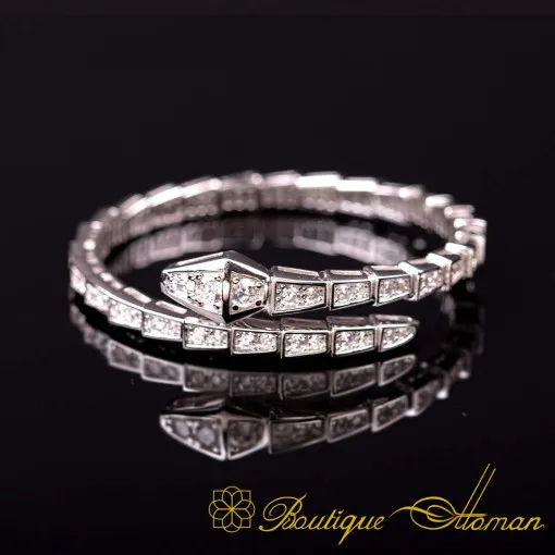 Serpent White Zircon Two Row Adjustable Bracelet For Women