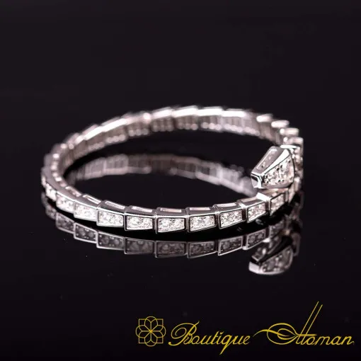 Serpent White Zircon Two Row Adjustable Bracelet For Women