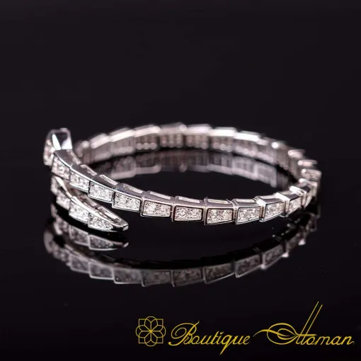 Serpent White Zircon Two Row Adjustable Bracelet For Women