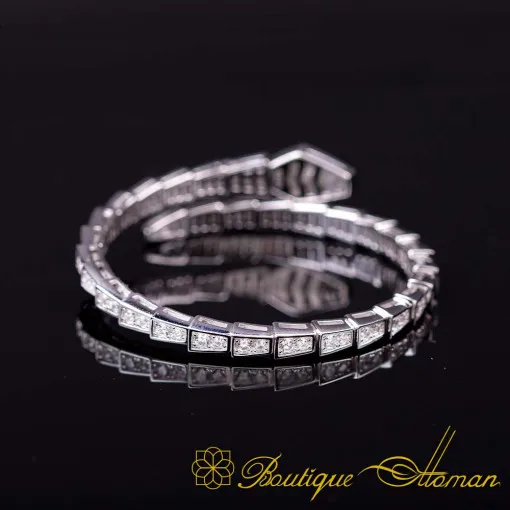Serpent White Zircon Two Row Adjustable Bracelet For Women
