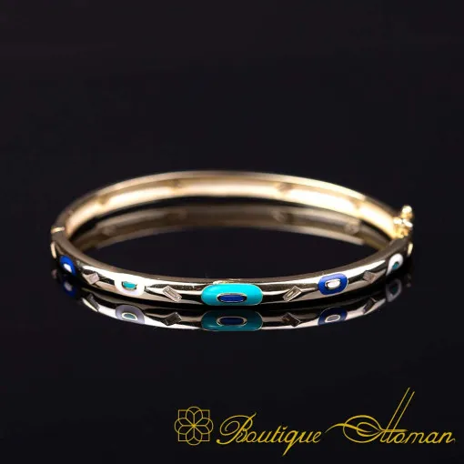 Multicolor Enamel Gold Bangle For Women