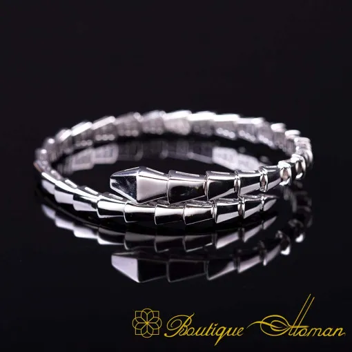 Serpent Silver Adjustable Bracelet For Women