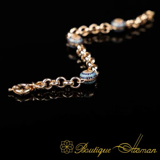 Evil Eye Mix Zircon Gold Plated Bracelet For Women