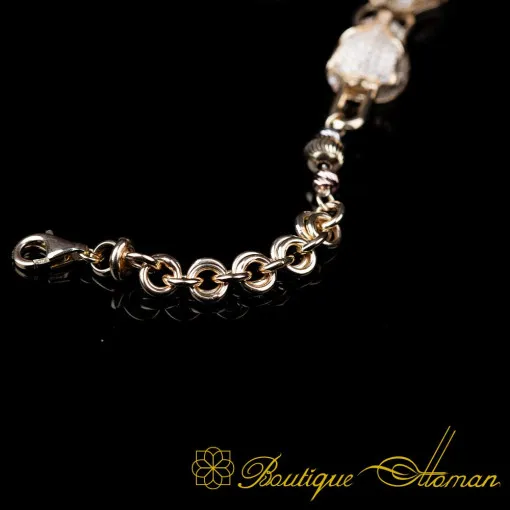 Jaguar Micro Zircon Detailed Gold Plated Bracelet For Women