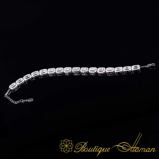 White Zircon Baguette Tennis Bracelet For Women