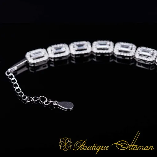White Zircon Baguette Tennis Bracelet For Women