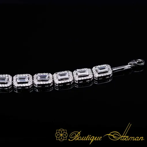 White Zircon Baguette Tennis Bracelet For Women