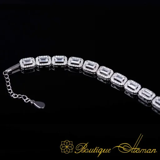 White Zircon Baguette Tennis Bracelet For Women