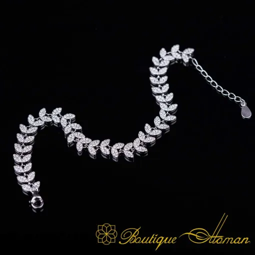White Zircon Leaf Tennis Bracelet For Women
